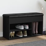 vidaXL Banc à chaussures noir 82x32x45 5 cm bois d'ingénierie