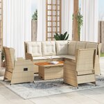 vidaXL Salon de jardin avec coussins 6 Pièces beige résine tressée