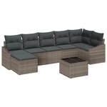 vidaXL Ensemble Salle à Manger Jardin 7 pièces avec Coussins en Rattan Poly Noir