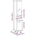 vidaXL Armoire de salle de bain vieux bois 30x30x179cm bois ingénierie