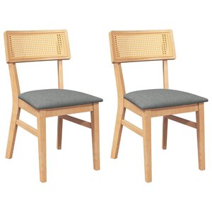 vidaXL Chaises à manger coussins 2 Pièces bois massif caoutchouc