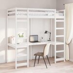 vidaXL Cadre de lit mezzanine Blanc 90 x 200 cm Pin massif