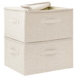 vidaXL Boîtes de rangement 2 Pièces Tissu 43x34x23 cm Crème