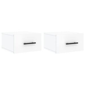 vidaXL Tables de chevet murales 2 Pièces blanc brillant 35x35x20 cm