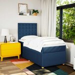 vidaXL Sommier à lattes de lit avec matelas Bleu 90x200 cm Tissu