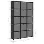 vidaXL Étagère à 15 cubes avec boîtes Noir 103x30x175 5 cm Tissu