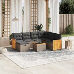 vidaXL Salon de jardin 8 Pièces avec coussins gris résine tressée