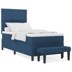 vidaXL Lit à Ressort avec Matelas et Banc Bleu 90x200 cm en Tissu