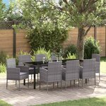 vidaXL Ensemble de salle à manger pour jardin 9 Pièces Gris polyrotin