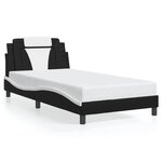 vidaXL Cadre de lit sans matelas noir et blanc 100x200 cm similicuir