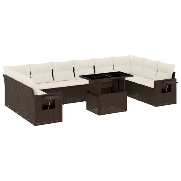 vidaXL Salon de jardin et coussins 11 Pièces marron résine tressée