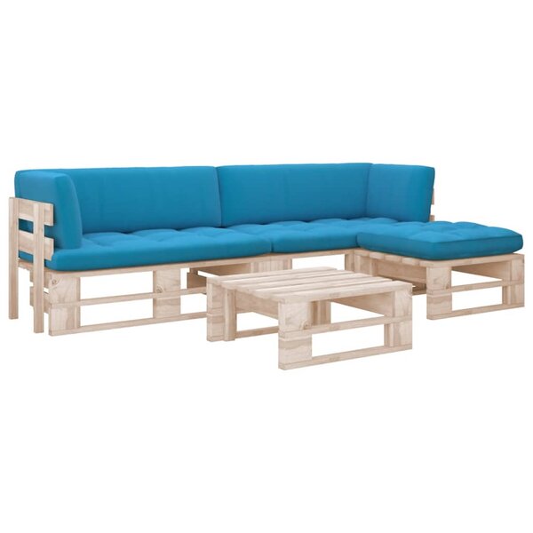 vidaXL Salon de jardin palette 4Pièces avec coussins Bois de pin imprégné