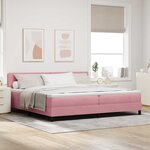 vidaXL Lit à ressort LED avec matelas Rose 200 x 200 cm Velours