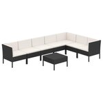 vidaXL Salon de jardin 8 Pièces avec coussins résine tressée noir
