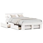 vidaXL Cadre de lit blanc avec tiroirs - 135x190 cm en bois de pin massif