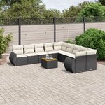 vidaXL Salon de jardin 11 Pièces avec coussins noir résine tressée