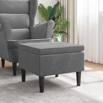 vidaXL Tabouret avec pieds en bois Gris foncé Velours