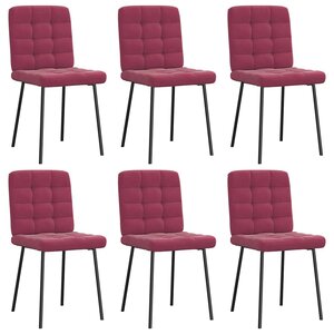 vidaXL Chaises à manger lot de 6 rouge bordeaux velours