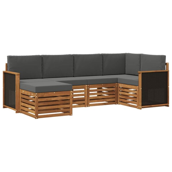 vidaXL Ensemble de canapé d'angle 5 Pièces Naturel et Anthracite