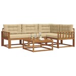 vidaXL Ensemble de canapés d'extérieur 5 Pièces Naturel et Beige