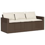 vidaXL Canapé de jardin avec coussins 3 places brun résine tressée