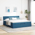 VidaXL Cadre de lit ottoman avec matelas bleu foncé 160x200 cm velours