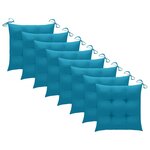 vidaXL Chaises de jardin avec coussins bleu clair 8 Pièces Teck massif
