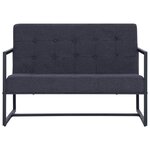 vidaXL Sofa à 2 places avec accoudoirs Gris foncé Acier et tissu