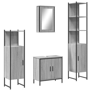vidaXL Ensemble de meubles de salle de bain 4 Pièces Sonoma gris