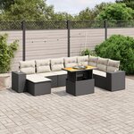 vidaXL Salon de jardin 9 Pièces avec coussins noir résine tressée