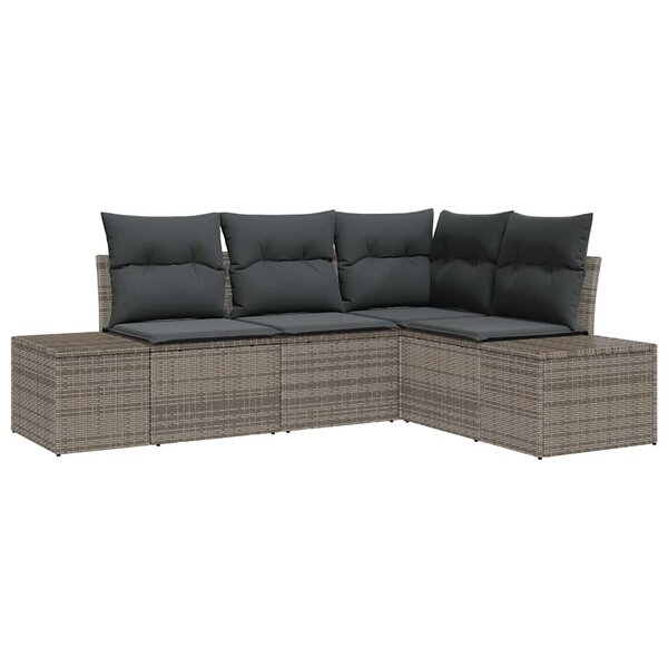 vidaXL Ensemble de canapé de jardin avec coussin 4 Pièces Gris
