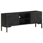 vidaXL Meuble TV Noir 115x30x46 cm Bois massif de manguier