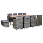 vidaXL Salon de jardin 13 Pièces Résine tressée bois d'acacia Anthracite