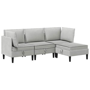 vidaXL Ensemble de meubles pour le salon 4 Pièces Gris clair Tissu
