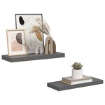 vidaXL Étagère murale flottante 2 Pièces Gris brillant 60x23 5x3 8 cm MDF