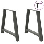 vidaXL Pieds de table à manger en forme de A 2 pièces Anthracite 90 x (72-73) cm Acier