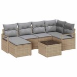 vidaXL Ensemble de canapé de jardin 7 Pièces Beige  Gris clair