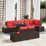 vidaXL Ensemble de canapé de jardin 9 Pièces Marron Poly rotin