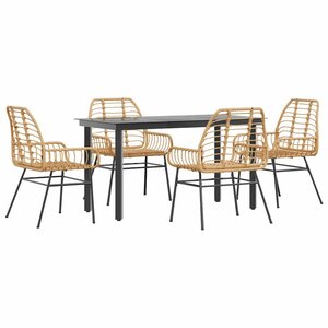 vidaXL Ensemble à manger jardin 5Pièces marron poly rotin verre
