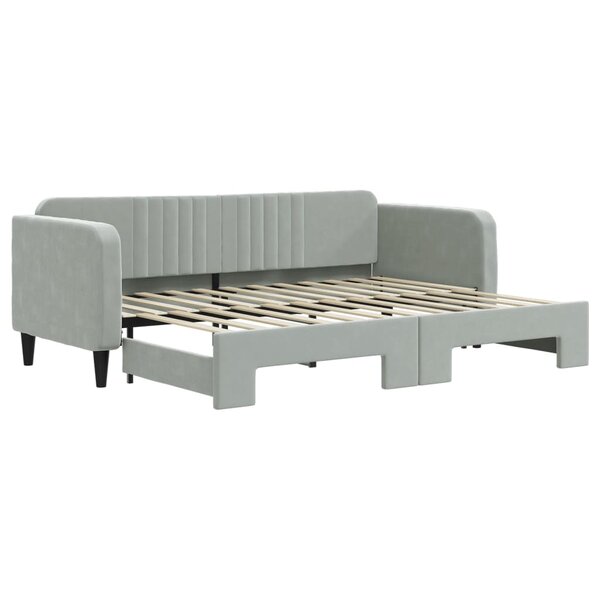 vidaXL Lit de jour avec lit gigogne gris clair 80x200 cm velours