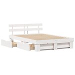 vidaXL Cadre de lit avec tiroir Blanc 140 x 200 cm Bois massif en pin