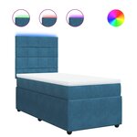 vidaXL Sommier à lattes de lit avec matelas bleu 90x190 cm velours