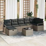 vidaXL Ensemble de canapé de jardin avec coussin 8 Pièces Gris Poly rotin