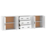 vidaXL Buffets 3 Pièces Blanc Bois d'ingénierie
