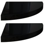 vidaXL Étagères d'angle flottantes 2Pièces noir brillant 35x35x3 8 cm MDF