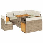 vidaXL Salon de jardin avec coussins 9 Pièces beige résine tressée acacia