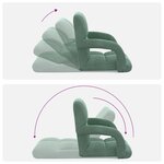 vidaXL Fauteuil de sol ajustable Vert Mer Velours
