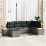 vidaXL Canapé de jardin 6 pièces avec coussins gris en poly rattan