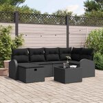 vidaXL Ensemble de canapé de jardin 7 Pièces Noir 234 x 124 x 85 cm