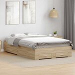 vidaXL Cadre de lit avec tiroir Marron 120 x 190 cm Bois d'ingénierie